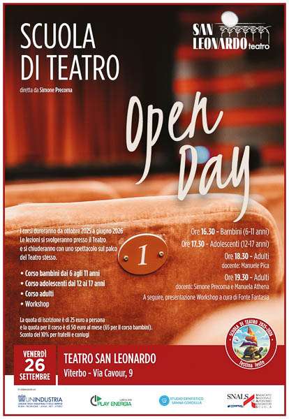 Open Day, ripartono i corsi del Teatro San Leonardo a Viterbo