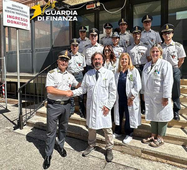 Grande adesione per le donazioni di sangue al De Lellis da parte della Guardia di Finanza di Rieti